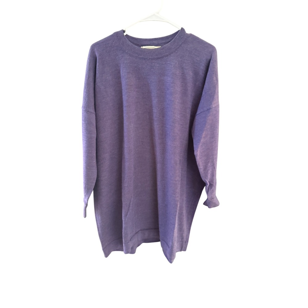 Adrienne Vittadini Vintage 100% Wool Purple Oversized Crew Neck Sweater Mens M